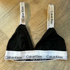 Calvin Klein Black and White Logo Triangle Bralette